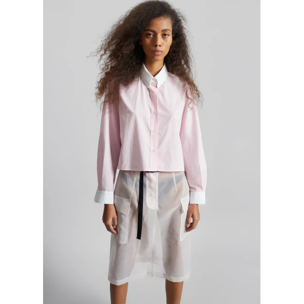 The Frankie Shop Aix Cropped Boxy Shirt – Pink, view 4
