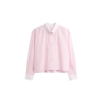 The Frankie Shop Aix Cropped Boxy Shirt - Pink - Oversized Minimalist Tops in Pink - Shop at Coveti