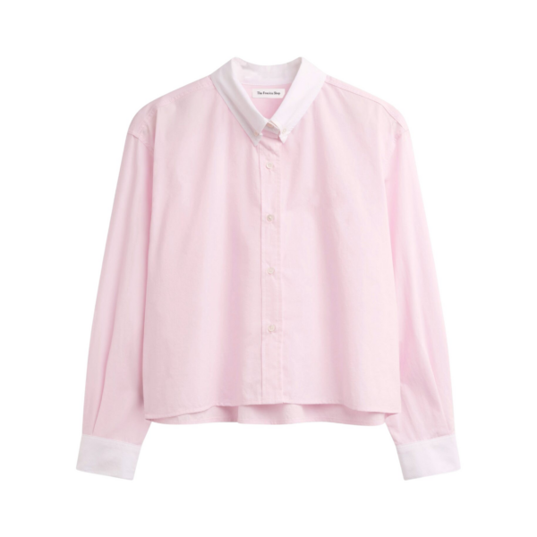 The Frankie Shop Aix Cropped Boxy Shirt - Pink - Oversized Minimalist Tops in Pink - Shop at Coveti