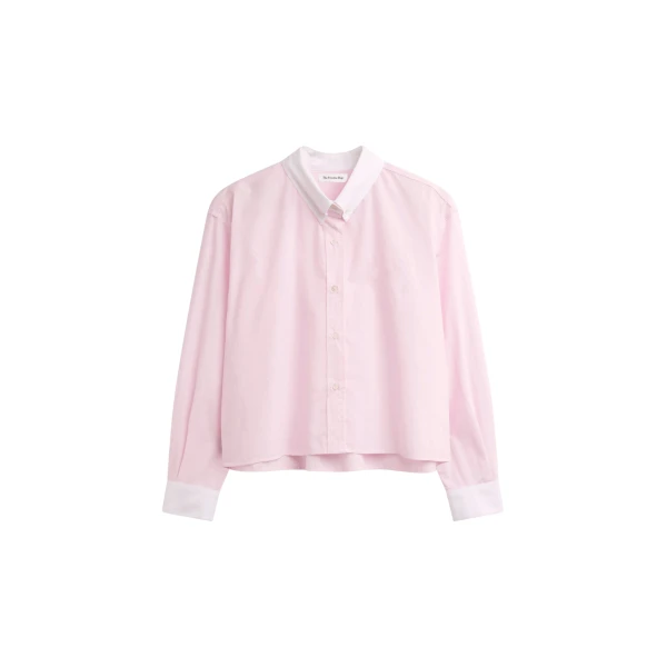The Frankie Shop Aix Cropped Boxy Shirt - Pink - Oversized Minimalist Tops in Pink - Shop at Coveti