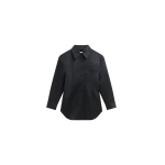 The Frankie Shop Akita Satin Cinched Shirt Dress - Black - Oversized Minimalist Dresses in Black - Shop at Coveti
