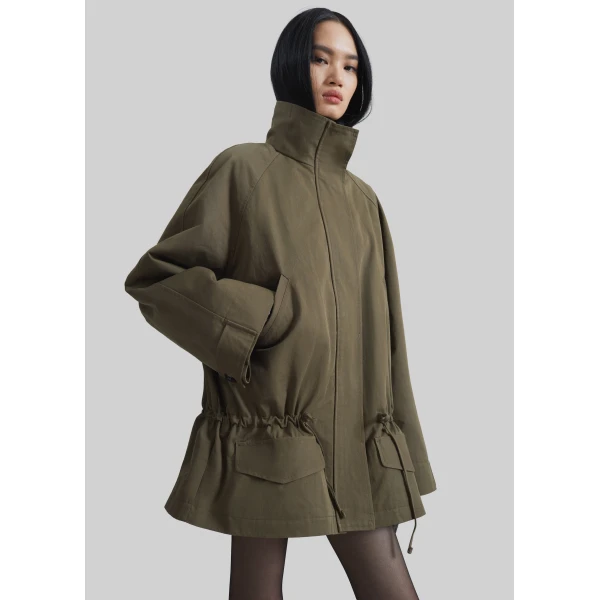 The Frankie Shop Alesie Drawstring Jacket – Olive Brown, view 4