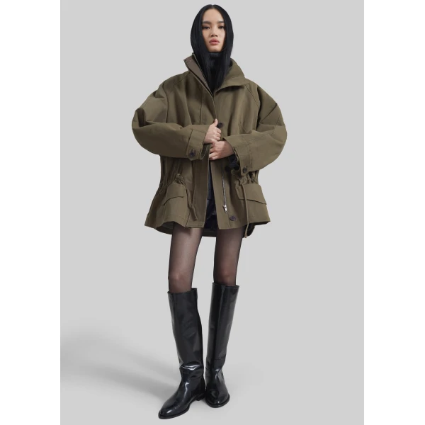 The Frankie Shop Alesie Drawstring Jacket – Olive Brown, view 6