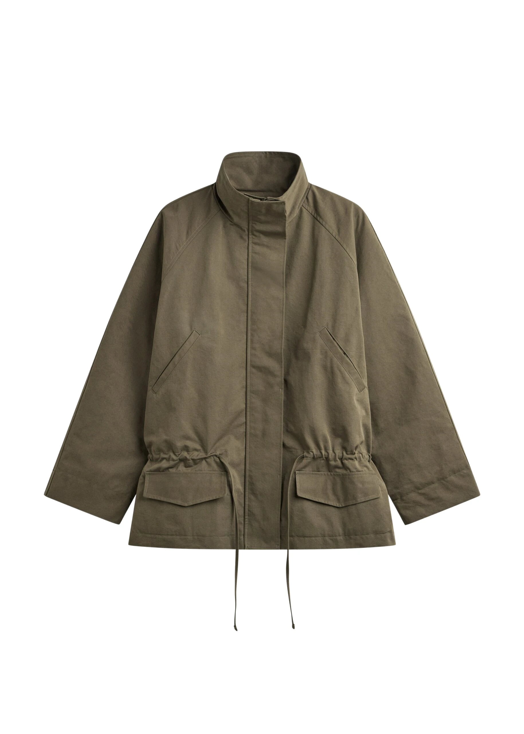 The-Frankie-Shop-Alesie-Drawstring-Jacket-Olive-Brown-coveti-scaled91950_nobg The Frankie Shop Alesie Drawstring Jacket - Olive Brown - Oversized Minimalist Jackets in Beige - Shop at Coveti