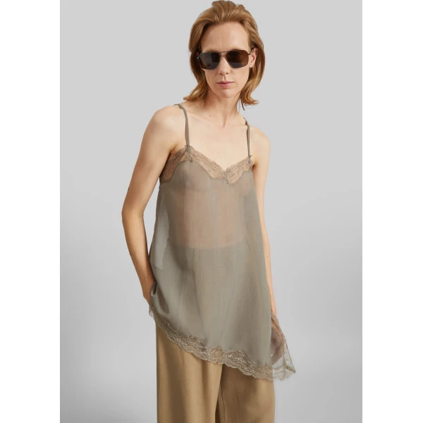 The Frankie Shop Alessia Sheer Lace Top – Taupe, view 2