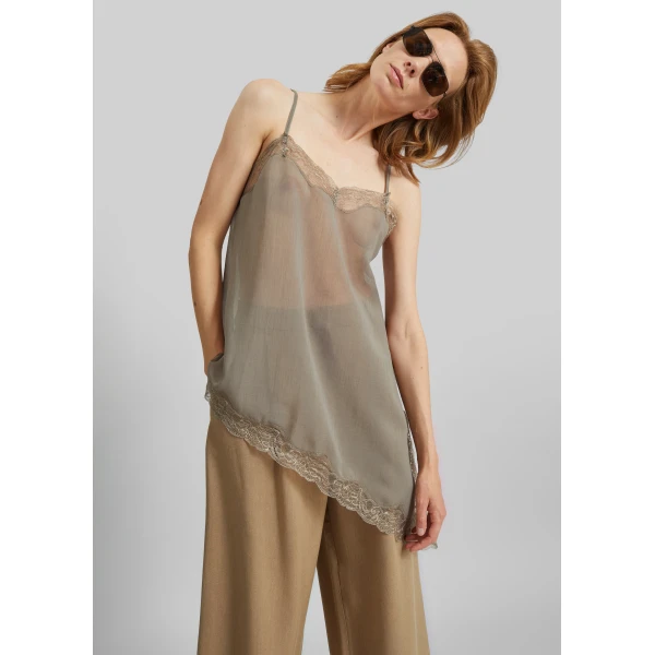 The Frankie Shop Alessia Sheer Lace Top – Taupe, view 4