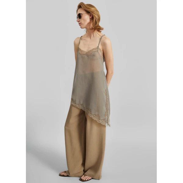 The Frankie Shop Alessia Sheer Lace Top – Taupe, view 5