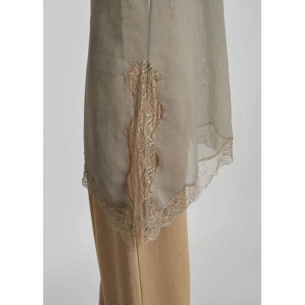 The Frankie Shop Alessia Sheer Lace Top – Taupe, view 6