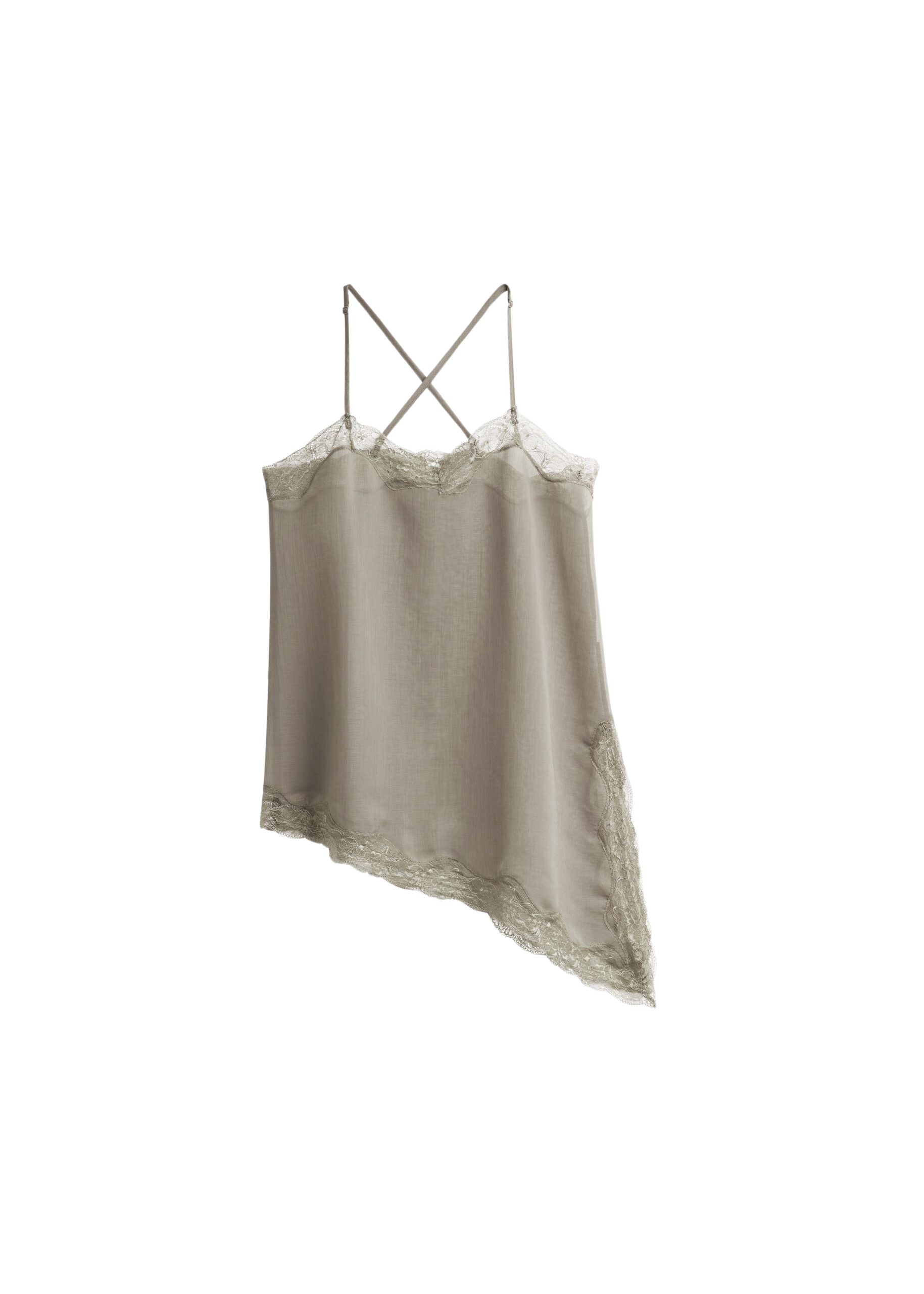 The Frankie Shop Alessia Sheer Lace Top – Taupe