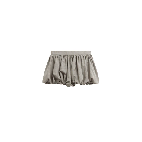 The Frankie Shop Alina Bubble Hem Shorts - Beige Glen Plaid - Oversized Minimalist Shorts in Multicolour - Shop at Coveti