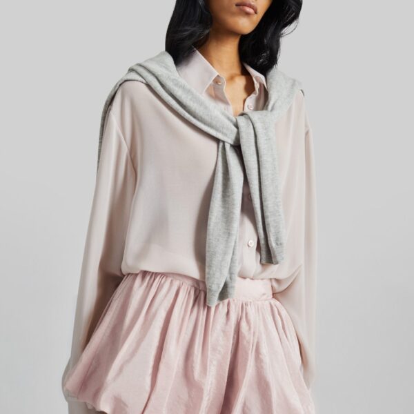 The Frankie Shop Alina Bubble Hem Shorts - Faded Pink - Oversized Minimalist Shorts in Pink - Shop at Coveti