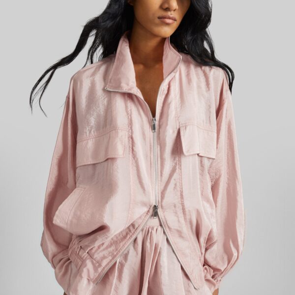 The Frankie Shop Alina Bubble Hem Shorts - Faded Pink - Oversized Minimalist Shorts in Pink - Shop at Coveti