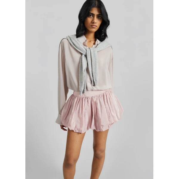 The Frankie Shop Alina Bubble Hem Shorts – Faded Pink, view 6
