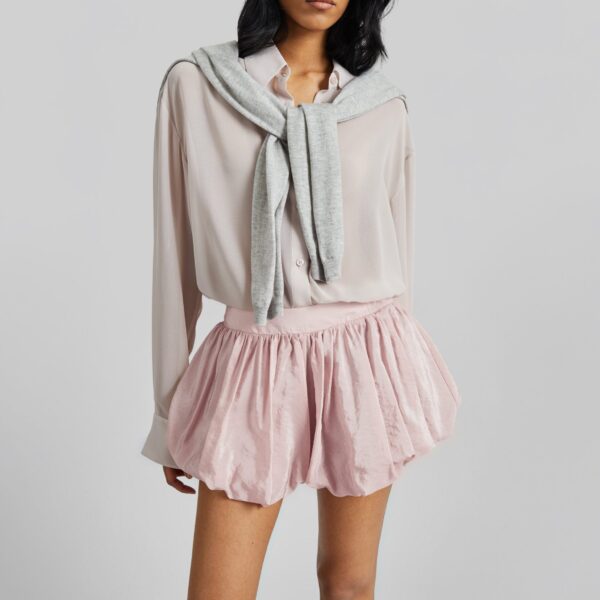 The Frankie Shop Alina Bubble Hem Shorts - Faded Pink - Oversized Minimalist Shorts in Pink - Shop at Coveti
