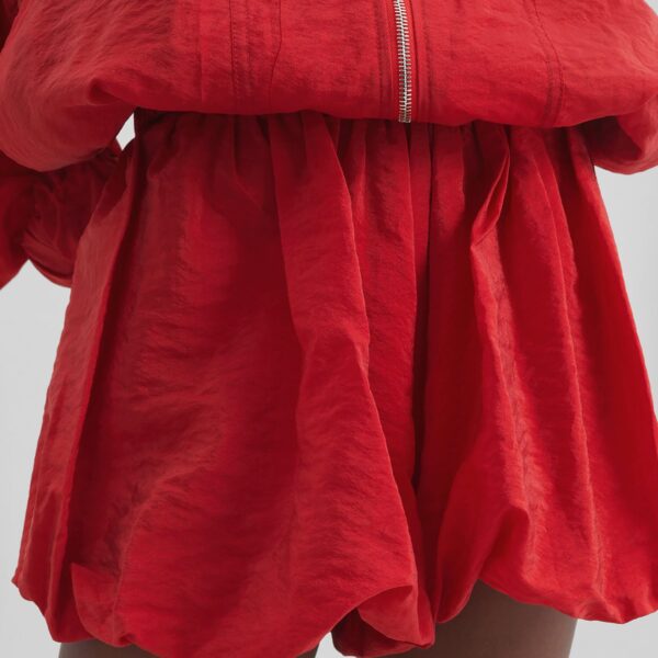 The Frankie Shop Alina Bubble Hem Shorts - Red - Oversized Minimalist Shorts in Red - Shop at Coveti