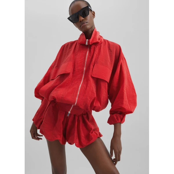 The Frankie Shop Alina Bubble Hem Shorts – Red, view 5