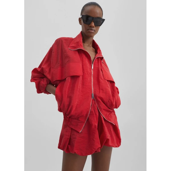 The Frankie Shop Alina Bubble Hem Shorts – Red, view 6