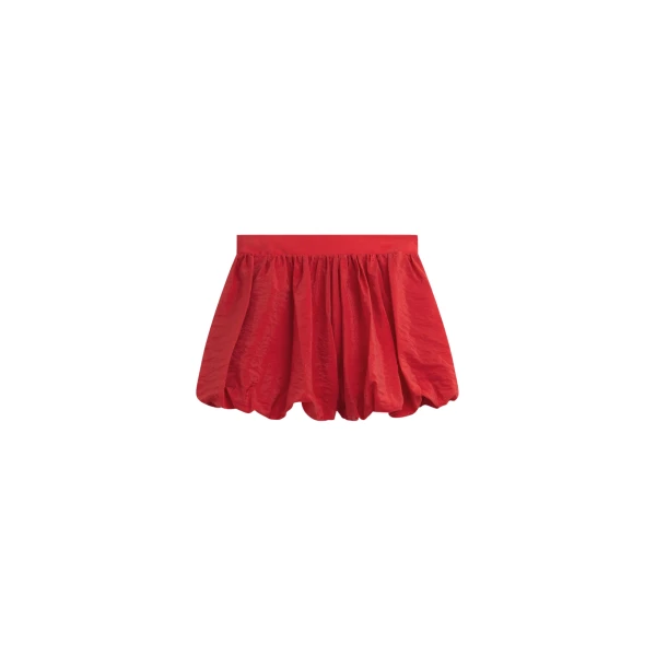 The Frankie Shop Alina Bubble Hem Shorts - Red - Oversized Minimalist Shorts in Red - Shop at Coveti