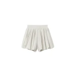 The Frankie Shop Alina Linen Bubble Hem Shorts - Light Beige - Oversized Minimalist Shorts in Beige - Shop at Coveti