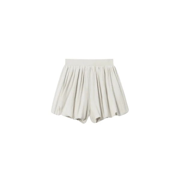 The Frankie Shop Alina Linen Bubble Hem Shorts - Light Beige - Oversized Minimalist Shorts in Beige - Shop at Coveti