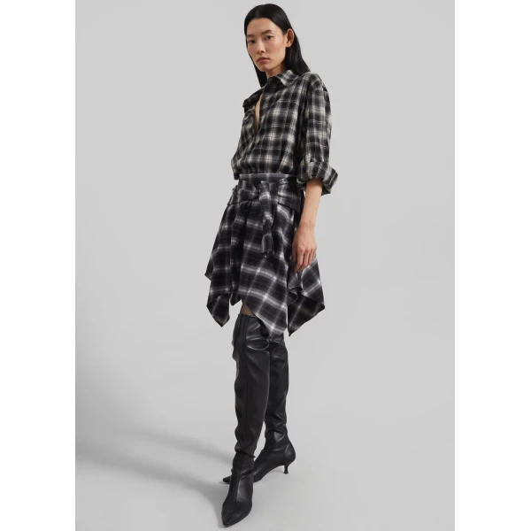 The Frankie Shop Alix Tie Skirt – Black Plaid, view 2