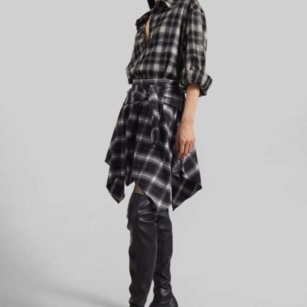 The Frankie Shop Alix Tie Skirt - Black Plaid - Oversized Minimalist Skirts in Multicolour - Shop at Coveti