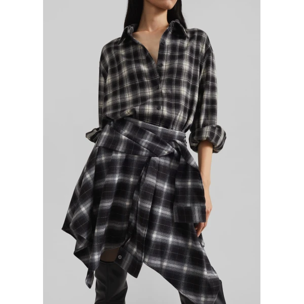 The Frankie Shop Alix Tie Skirt – Black Plaid, view 3