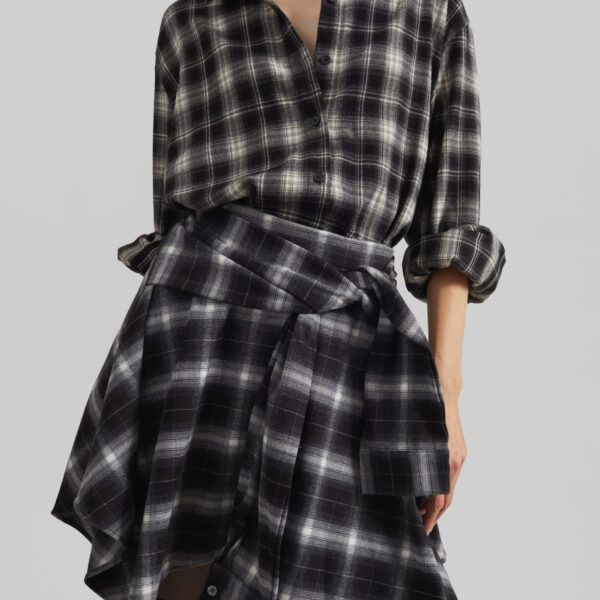 The Frankie Shop Alix Tie Skirt - Black Plaid - Oversized Minimalist Skirts in Multicolour - Shop at Coveti