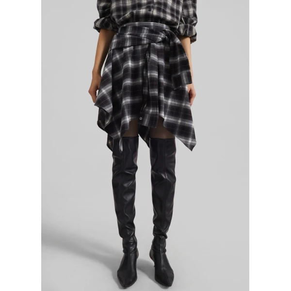 The Frankie Shop Alix Tie Skirt – Black Plaid, view 4