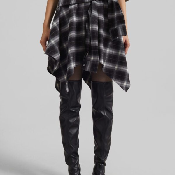 The Frankie Shop Alix Tie Skirt - Black Plaid - Oversized Minimalist Skirts in Multicolour - Shop at Coveti