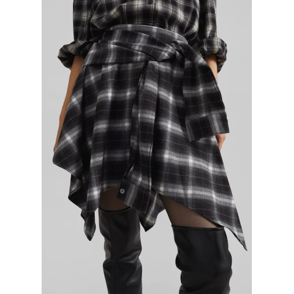 The Frankie Shop Alix Tie Skirt – Black Plaid, view 6