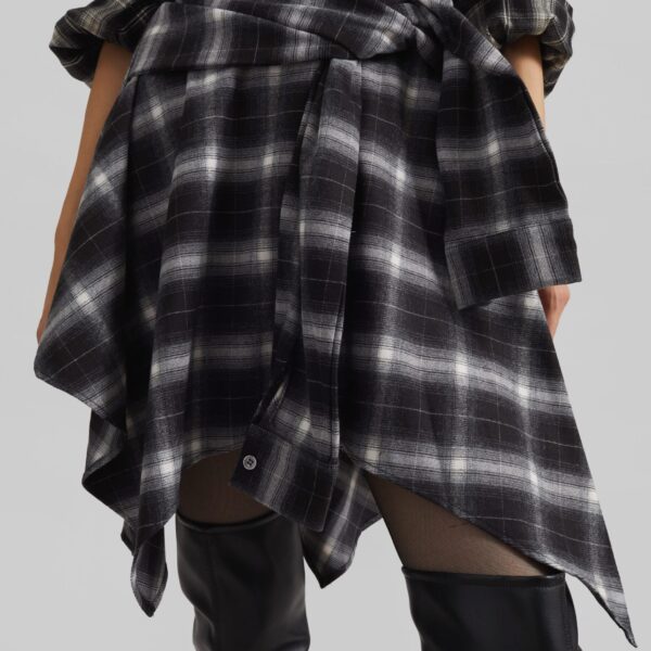 The Frankie Shop Alix Tie Skirt - Black Plaid - Oversized Minimalist Skirts in Multicolour - Shop at Coveti