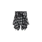 The Frankie Shop Alix Tie Skirt - Black Plaid - Oversized Minimalist Skirts in Multicolour - Shop at Coveti