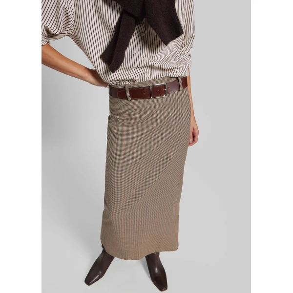 The Frankie Shop Alrose Houndstooth Midi Skirt – Beige, view 2