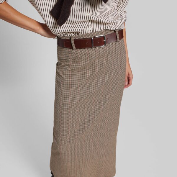 The Frankie Shop Alrose Houndstooth Midi Skirt - Beige - Oversized Minimalist Skirts in Beige - Shop at Coveti