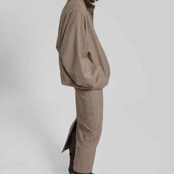 The Frankie Shop Alrose Houndstooth Midi Skirt - Beige - Oversized Minimalist Skirts in Beige - Shop at Coveti