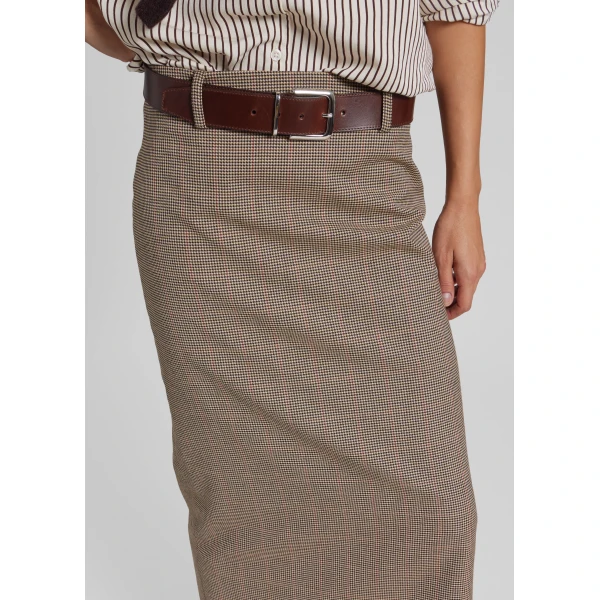 The Frankie Shop Alrose Houndstooth Midi Skirt – Beige, view 5