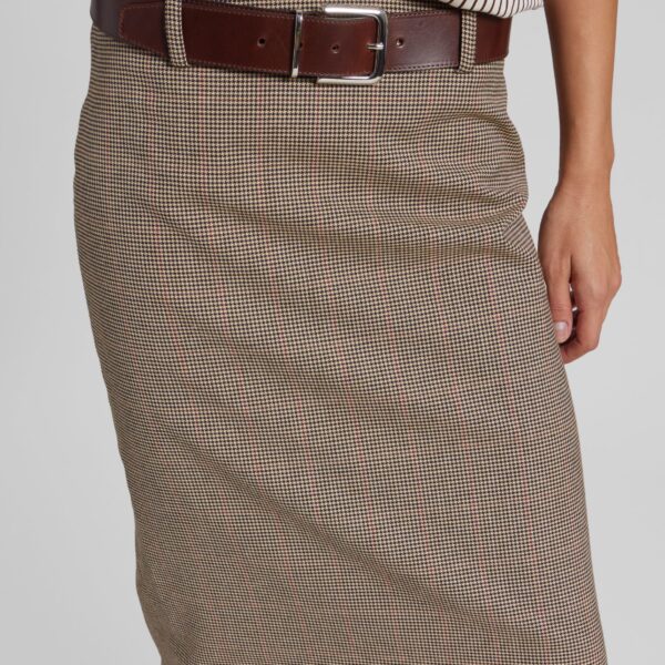 The Frankie Shop Alrose Houndstooth Midi Skirt - Beige - Oversized Minimalist Skirts in Beige - Shop at Coveti