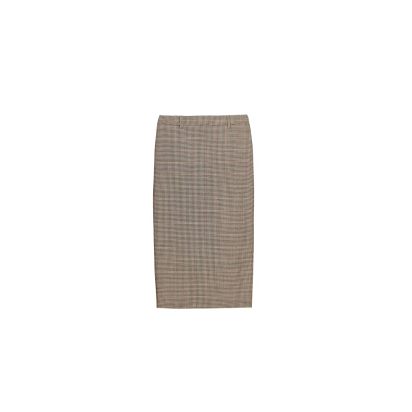 The Frankie Shop Alrose Houndstooth Midi Skirt - Beige - Oversized Minimalist Skirts in Beige - Shop at Coveti