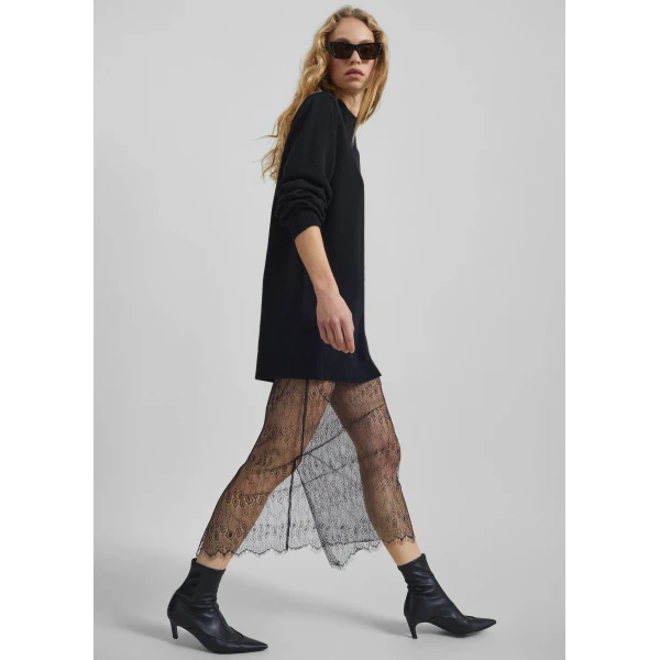 The Frankie Shop Alrose Lace Midi Skirt – Black, view 2