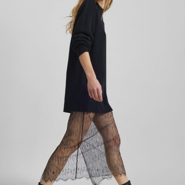 The Frankie Shop Alrose Lace Midi Skirt - Black - Oversized Minimalist Skirts in Black - Shop at Coveti