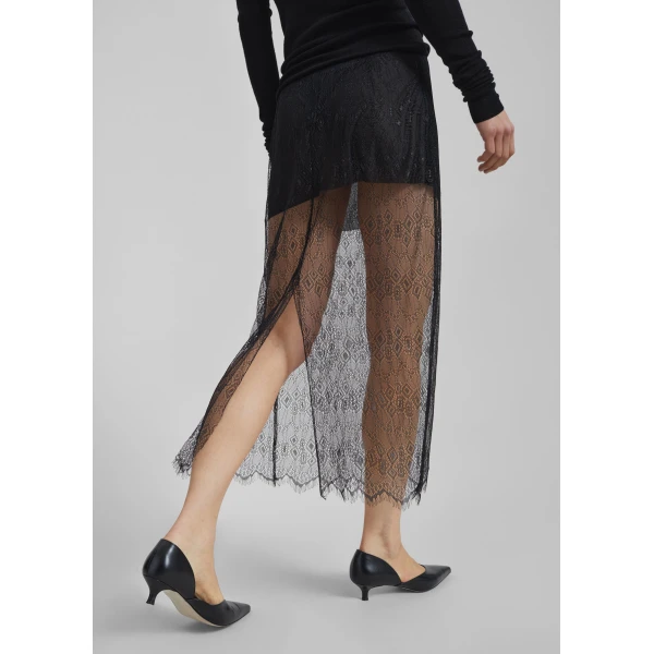 The Frankie Shop Alrose Lace Midi Skirt – Black, view 3