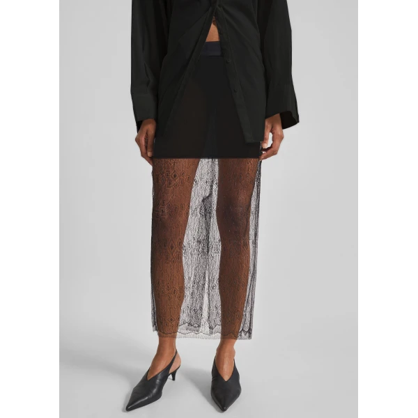 The Frankie Shop Alrose Lace Midi Skirt – Black, view 4