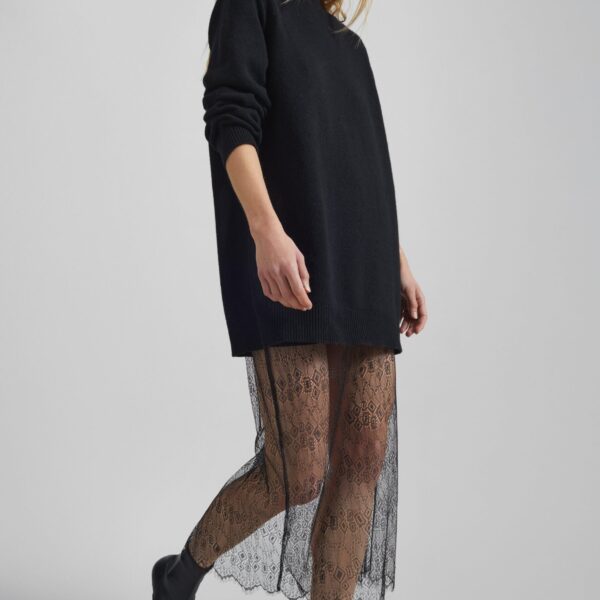The Frankie Shop Alrose Lace Midi Skirt - Black - Oversized Minimalist Skirts in Black - Shop at Coveti