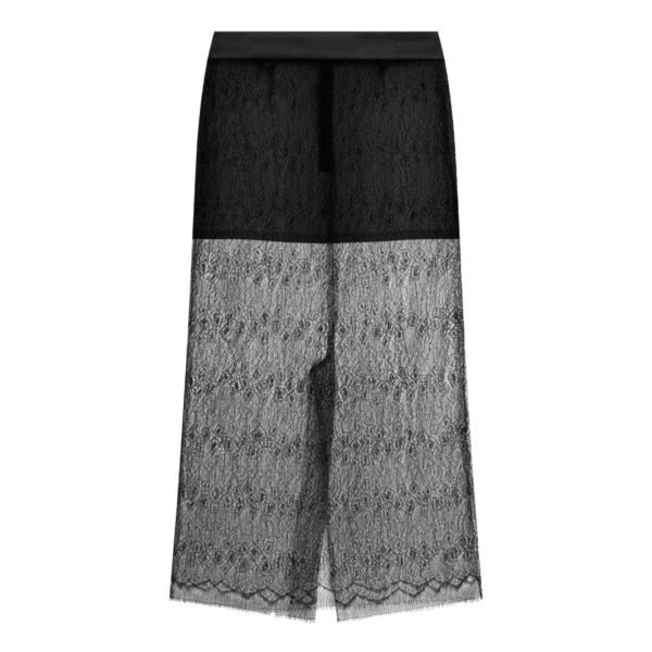 The Frankie Shop Alrose Lace Midi Skirt - Black - Oversized Minimalist Skirts in Black - Shop at Coveti