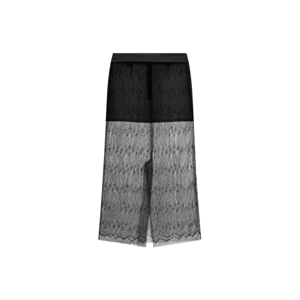 The Frankie Shop Alrose Lace Midi Skirt - Black - Oversized Minimalist Skirts in Black - Shop at Coveti