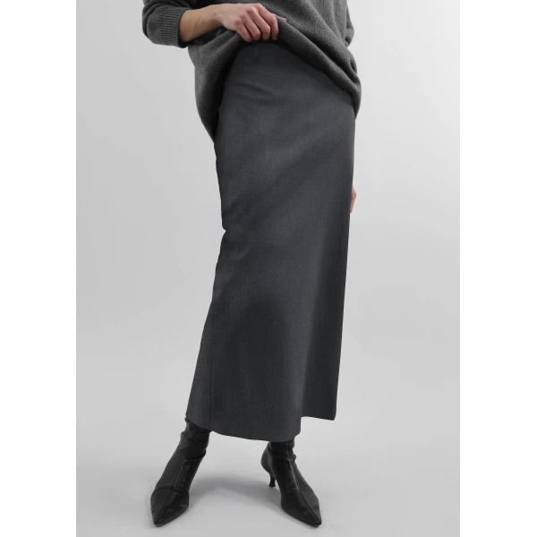 The Frankie Shop Alrose Midi Skirt – Dark Grey Melange, view 2