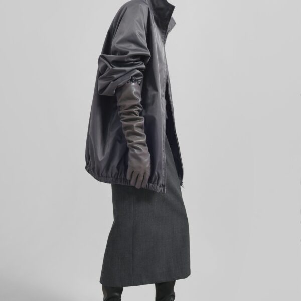 The Frankie Shop Alrose Midi Skirt - Dark Grey Melange - Oversized Minimalist Skirts in Grey - Shop at Coveti