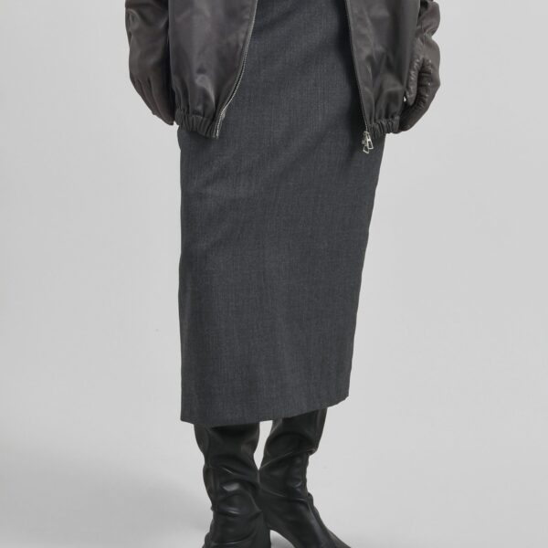 The Frankie Shop Alrose Midi Skirt - Dark Grey Melange - Oversized Minimalist Skirts in Grey - Shop at Coveti