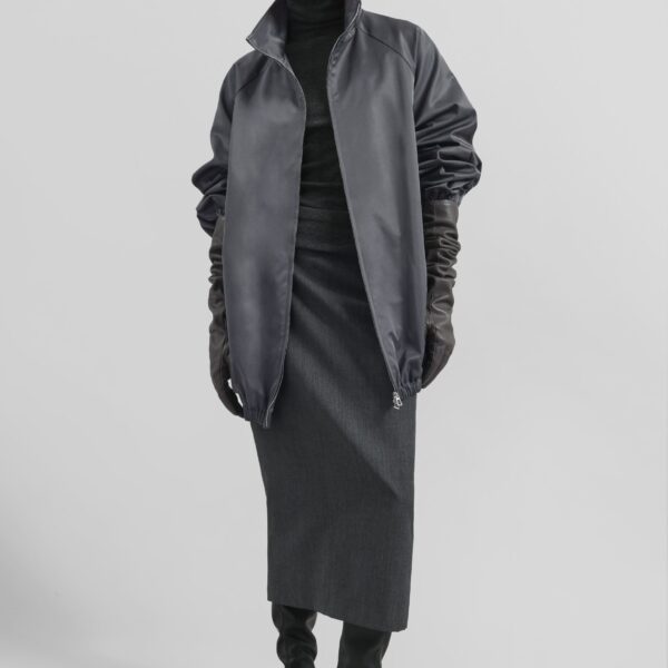 The Frankie Shop Alrose Midi Skirt - Dark Grey Melange - Oversized Minimalist Skirts in Grey - Shop at Coveti